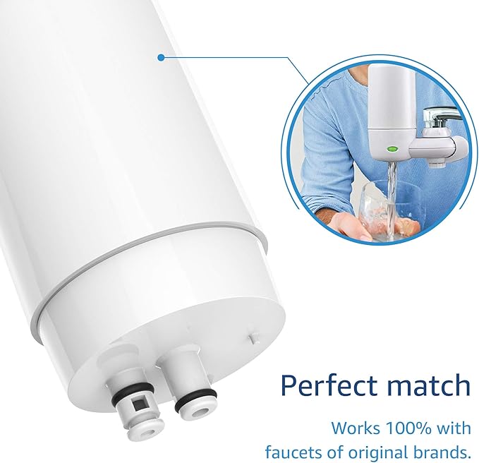 Waterdrop 7027W Faucet Water Filter, Replacement for Brita® Filter, 36311 On Tap Water Filtration System, Brita® Replacement Filters, 4-Months or 100 Gallons, White, 2 Pack