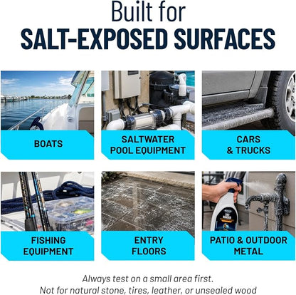 Mission Control 32 oz Salt Remover Spray for Boats, Cars & Pools - Dissolves Salt, Brine, Mineral & Hard Water Buildup on Outdoor Metal & Sealed Floors - Saltwater Residue Cleaner