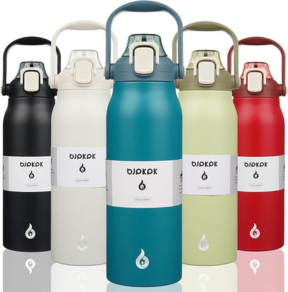 BJPKPK Insulated Water Bottles with Straw, 57 oz Sports Water Bottle with One-handed Opening Lid, BPA Free Leakproof Easy Carry Jugs, Flasks for Gym Sports Outdoors, Light Blue