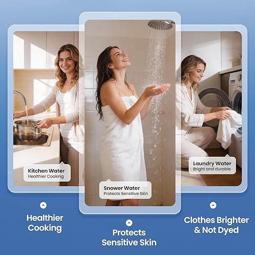 Whole House Water Filter System, 2-Stage Home Water Filtration with GAC & KDF, 3/4" Ports & 2 Valves, Reduces Chlorine Odor, Heavy Metals & Taste, Includes Extra 2 Replacement Filter Sets for Home Use