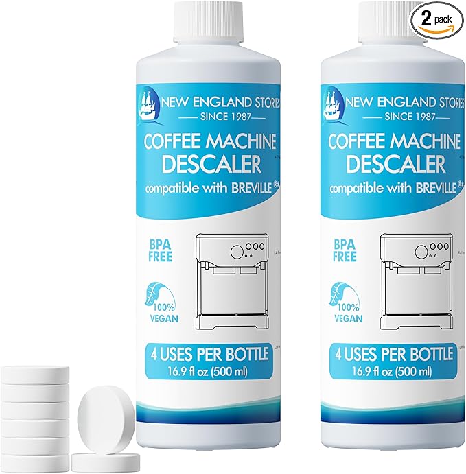 8 Uses Breville Compatible Descaling Solution, 2 Years Descaler Kit Come with 8 Cleaning Tablets, Maintenance Kit Specially Designed to Clean Breville Machines (4 Use Each Bottle, 2 Bottles)