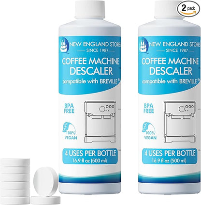 8 Uses Breville Compatible Descaling Solution, 2 Years Descaler Kit Come with 8 Cleaning Tablets, Maintenance Kit Specially Designed to Clean Breville Machines (4 Use Each Bottle, 2 Bottles)