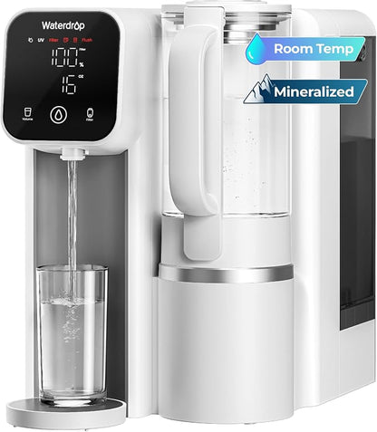 Waterdrop M6SL Mineral Reverse Osmosis Water Filter Countertop, Room-Temp | Certified to NSF/ANSI 58 & NSF/ANSI/CAN 372, 8-Stage Reverse Osmosis System, 3:1 Pure to Drain, Glass Pitcher, BPA-Free