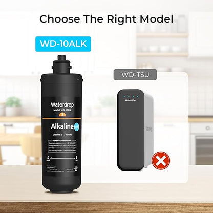 Waterdrop WD-10ALK Water Filter Replacement for Waterdrop TSB-ALK 8 Layer High Capacity Alkaline Under Sink Water Filtration System, 12 months Under Sink Water Filter, Reduces Bad Taste & Odor