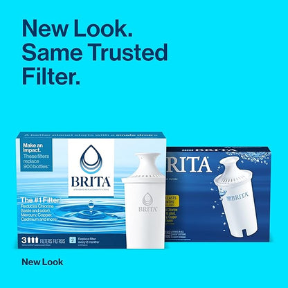 Brita Small 6 Cup Water Filter Pitcher, Made Without BPA, White, Metro, 4 Count Standard Replacement Filters