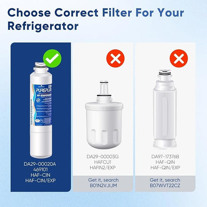 PUREPLUS DA29-00020B NSF/ANSI 53&42 Certified Replacement for SAMSUNG Fridge RF28HFEDTSR, RF263BEAESG, RF263BEAESR AA, HAF-CIN/EXP, RF28HMEDBSR/AA, RWF0700A Refrigerator Water Filter, 1PACK