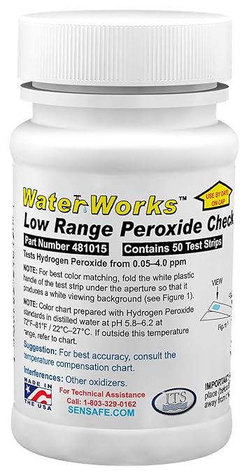Industrial Test Systems Sensafe 481015 Peroxide Test Strip, Low Range, 50 Seconds Test Time, 0.05-4 ppm Range (Bottle of 50)