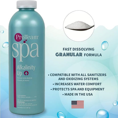 ProTeam Spa Alkalinity Increaser for Hot Tub to Keep Alkalinity Up for hot tub spa - with SplashWiz Spa & Hot Tub Chemicals Care Guide e-Book - Made in USA (2 lb)
