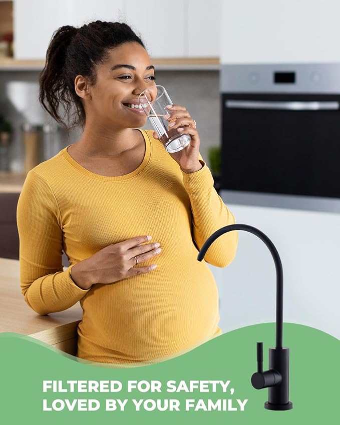 Drinking Water Faucets for Kitchen Sink, Matte Black Water Filter Faucet for Reverse Osmosis or Water Filtration System, RO Bar Sink Faucet, Stainless Steel