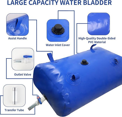 63gal Water Storage Bladder with Valve,Portable Large Capacity Water Tank,Collapsible Rain Barrel & Water Storage Container,for Camping,Fire Protection, Agricultural Irrigation & Emergency Water(240L)