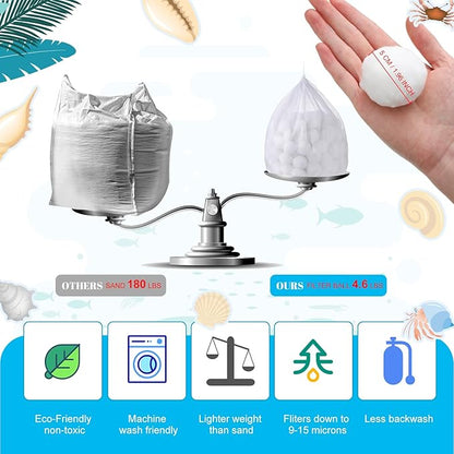 Zubebe 4.6 lbs Pool Filter Media Balls Fiber Filter Media for Swimming Pool Sand Filters and Bath Center Bathtubs Spas Aquarium Grime Cleaning Scum