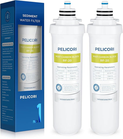 RF-20 Post Carbon Block Replacement Filter - Compatible with Brondell Circle RC100 Under-Sink Reverse Osmosis Filtration Systems (2 Pack, Yellow)