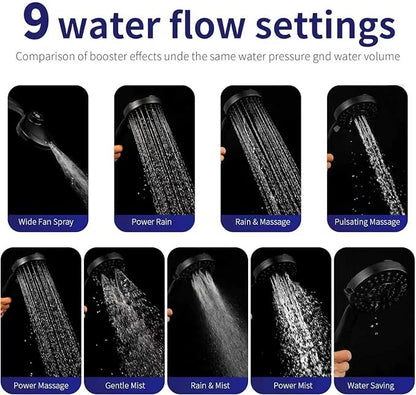Filtered Shower Head with Handheld - 9 Spray Modes High Pressure Handheld Shower with Filter Spray Combo, Magnetic Shower Heads, With 60-Inch Long Hose（Matte black）