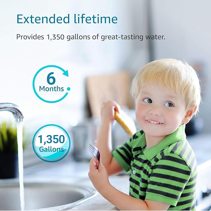AQUA CREST FQK2J Under Sink Water Filter, Replacement for GE FQK2J, FQK1K, Compatible with GE GXK255TBN, NSF/ANSI 42 372 Certified, 1350 Gallons Dual Flow Drinking Water Replacement Filters, 4 Pack