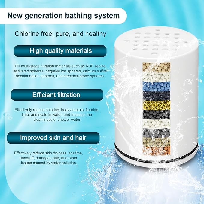 AWO 4 PACK Replacement Shower Filter Cartridge Compatible for Kitsch Showerhead,Multi Stage Shower Filtration Systems for Hard Water Reduces Chlorine and Harmful Substance