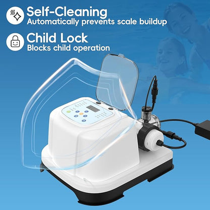 Saltwater Chlorinator System for Above Ground Pools up to 10,000 Gallons,Test Strip Included,Self-Cleaning Saltwater Pool Chlorinator Generator