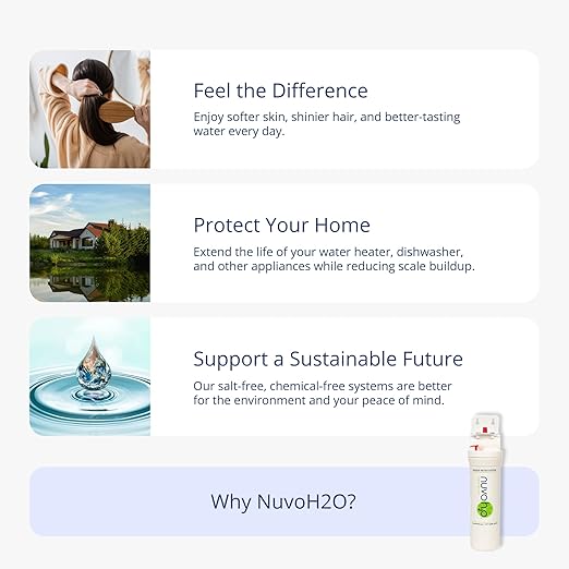 NuvoH2O Water Heater System – Citrus-Based, Salt-Free Water Softener – Prevents Hard Water Scale Buildup, Extends Water Heater Life – Compact, Eco-Friendly