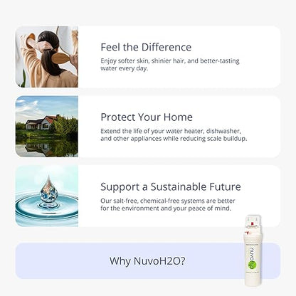NuvoH2O Water Heater System – Citrus-Based, Salt-Free Water Softener – Prevents Hard Water Scale Buildup, Extends Water Heater Life – Compact, Eco-Friendly