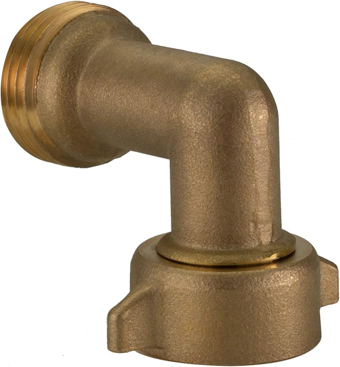RecPro RV Camper Motorhome Trailer Marine White City Water Fill Inlet Flange Brass with Check Valve (with Hose Elbow)