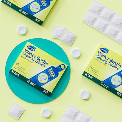 Water Bottle Cleaning Tablets, 36 Pack Bottle Clean Tablet Hydration Bladder Cleansing Tablets for All Plastics and Glass Drinking Containers