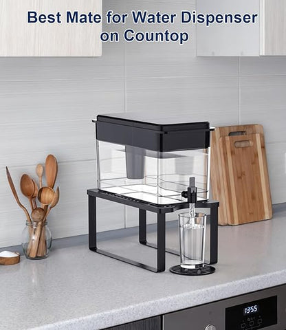 Water Filter Dispenser Stand with Drip Tray - 7.9''W x 14.9''D x 7''H, Metal Stand Designed for Brita Filter, Compatible with Zero Water, PUR, Waterdrop etc.