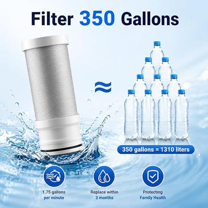 Vortopt T10 Water Filter for Sink Faucet, 360° Rotary Water Faucet Filter | Carbon Block Kitchen Sink Water Filter, Reduces 99% of Chlorine & Improves Taste. 350 Gallon Water Purifier for Faucet, Black