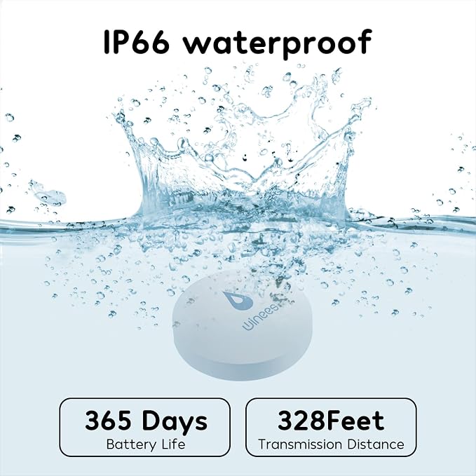 Winees WiFi Water Leak Detector, 3 Pack Water Sensors(Hub Not Included), Easy Set Up, 100M Transmission for Basement, Bathroom, Laundry, IFTTT, S1 FSK(Accessory)