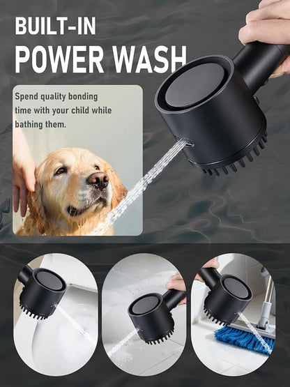 Cobbe Filtered Shower Head with Handheld, High Pressure 4+1 Spray Mode Showerhead with Filters, Built-in Power Wash for Hard Water, Black