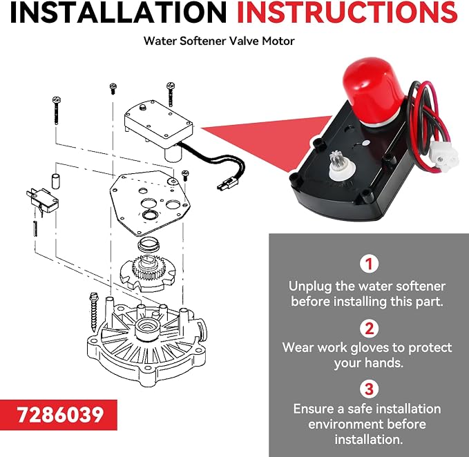 7281291 7286039 7384691 Water Softener Valve Motor with Screws Replaces Old Part Numbers:7234731,7228900, WS26X10021,WS26X21821,Fit for Softener Systems