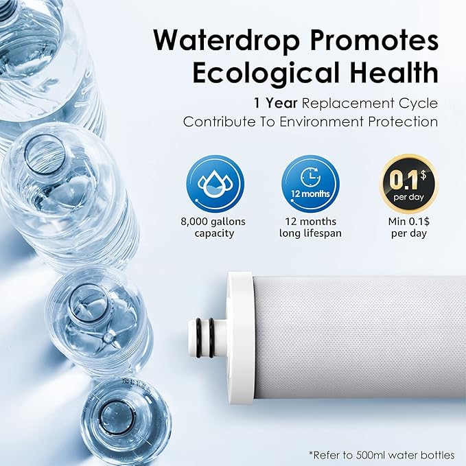 Waterdrop CFF-01 Water Filter Replacement for Waterdrop WD-CTF-01/CTF-02, NSF/ANSI 42&372 Certified, 5-stage Water Filter, Reduces Heavy Metals, Bad Taste and Up to 99% of Chlorine, 2 Pack