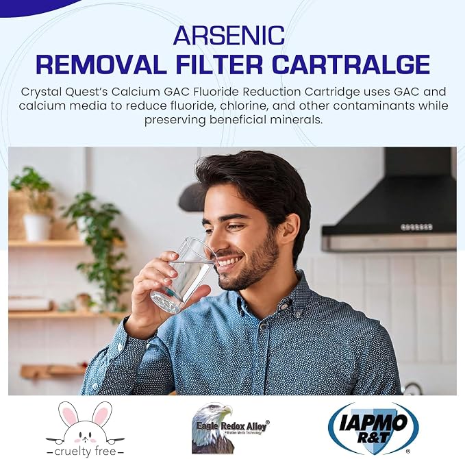 Crystal Quest Arsenic Water Filter Cartridge – Reduces Arsenic – Long Lasting, Easy to Install, High-Capacity, Steady 3 GPM Flow – Improves Water Quality for Home and Office - 2-7/8" x 20"
