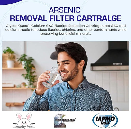 Crystal Quest Arsenic Water Filter Cartridge – Reduces Arsenic – Long Lasting, Easy to Install, High-Capacity, Steady 3 GPM Flow – Improves Water Quality for Home and Office - 4-5/8" x 9-3/4"