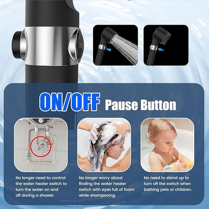 Filtered Shower Head with Handheld, High Pressure 4 Spray Showerhead with Filters & Upgraded Anti-clog Nozzles for Hard Water -Remove Chlorine, Reduce Dry Itchy Skin -ON/OFF Switch for Pet Bath