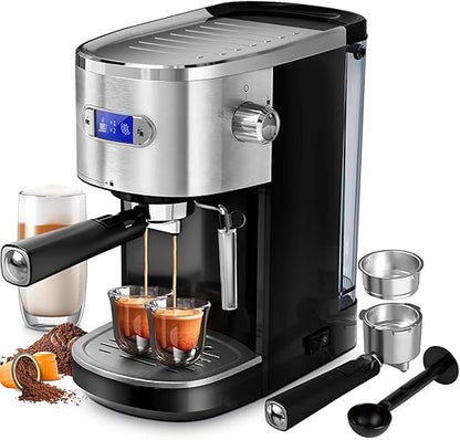COWSAR Commercial Espresso Machine 20 Bar, Compact Espresso Maker with Milk Frother Steam Wand, Expresso Coffee Machines with 45 OZ Removable Water Tank for Cappuccino, Latte, Home