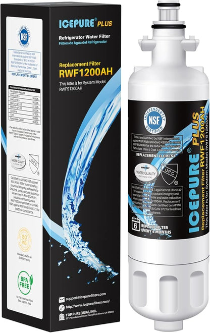 ICEPURE PLUS 46-9690 NSF53 Certified Replacement for LG LT700P ADQ36006101, Kenmore Elite 9690 ADQ36006102, LFX28979ST, RWF1200A, LFX25978ST, LFXS30766S, LFXC24726S Refrigerator Water Filter, 1PACK