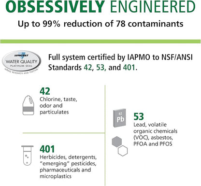 AO Smith Water Filter for Sink Faucet - Advanced Direct Connect Under Sink Water Filter System - Claryum Filtration Reduces 99% of 78 Harmful Contaminants - AO-MF-ADV