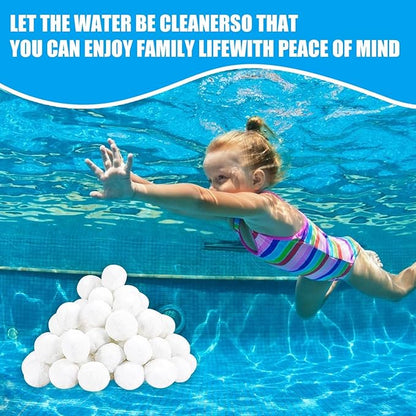 Pool Filter Balls, 3.1 lbs for Sand Filter, Eco-Friendly Fiber Media Equals 100 lbs Pool Filter Sand, Reusable Filter Media Balls, Higher Efficiency Water Filtration for Swimming Pool