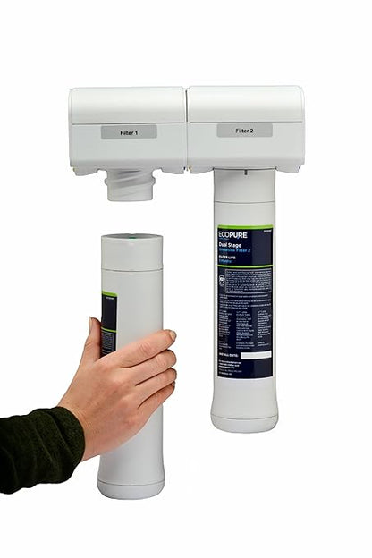 EcoPure EPWURF Main Faucet Replacement Filter – Fits EPWUFF System – NSF-Certified – Reduces Chlorine, Odor & Sediment – 6-Month Life – Quick, Mess-Free Changes