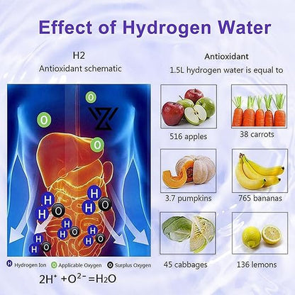 WZ Upgraded Hydrogen Water Generator Bottle, SPE & PEM Technology, Portable Type C Rechargeable Hydrogen Water Ionizer Machine, for Home Office Gift Travel Fitness Daily Drinking, 14OZ