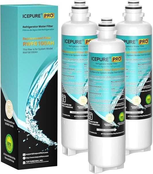 ICEPURE PRO BORPLFTR50 Refrigerator Water Filter Replacement for Bosch Ultra Clarity Pro BORPLFTR55, 11032531, 12033030, 12028325, 11025825, B36CT80SNS, B36CL80ENS, WFC100MF, WFS200MF, RA450022, 3PACK