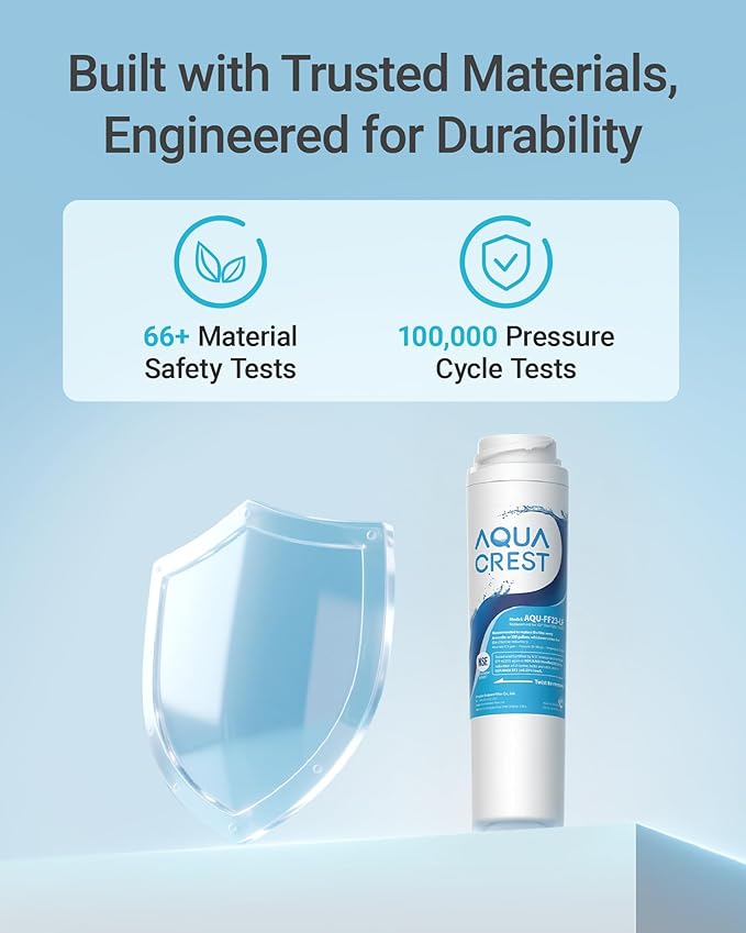 AQUA CREST FQSLF, FQSVF Under Sink Water Filter, Replacement for GE FQSLF, FQSVF, FQSVN, FQROPF, Compatible with GE GXSV65R, PXRQ15F, PNRQ15F, NSF 42 Certified, Model No.AQU-FF23-LF, 2 Pack