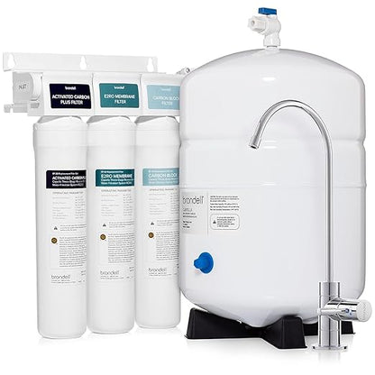 Brondell Reverse Osmosis Water Filtration System, Under Sink, WQA Certified, Designer Faucet with LED Reminder – 3-Stage Capella (RC250)