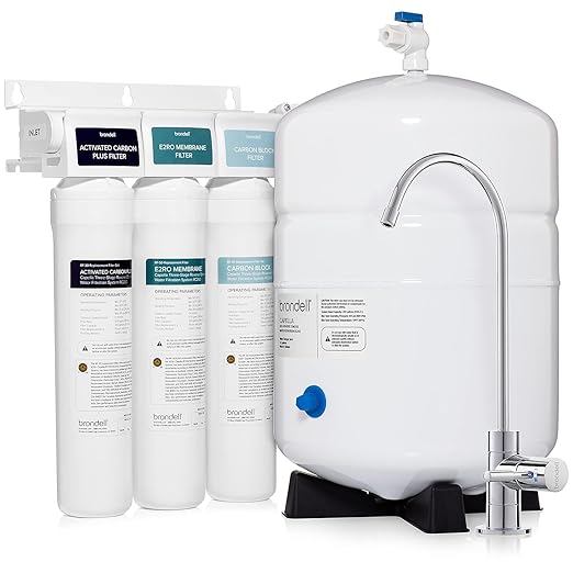 Brondell Reverse Osmosis Water Filtration System, Under Sink, WQA Certified, Designer Faucet with LED Reminder – 3-Stage Capella (RC250)