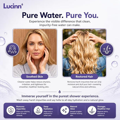 Lucinn Pro Filtered ShowerHead | Filtered Showerhead - Removes Chlorine & Heavy Metals, Improves Hair & Skin, Easy Install, Includes 20-Stage Filter
