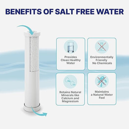 NU Aqua 4 Stage Main Line Salt Free Water Softener Whole House Water Filter System (20” x 4.5”) | Reduce Heavy Metals, Chlorine, Odors | Sediment, Water Softner, Heavy Metal KFD GAC, Carbon Block