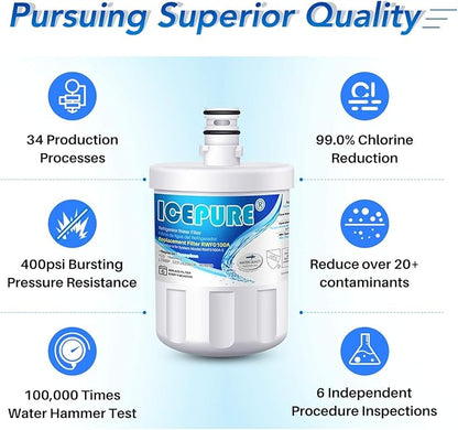 ICEPURE 5231JA2002A Refrigerator Water Filter,Compatible with LG LT500P, GEN11042FR-08, ADQ72910901, ADQ72910907, LFX25974ST, LFX25973S, Kenmore 9890, 469890 4PACK