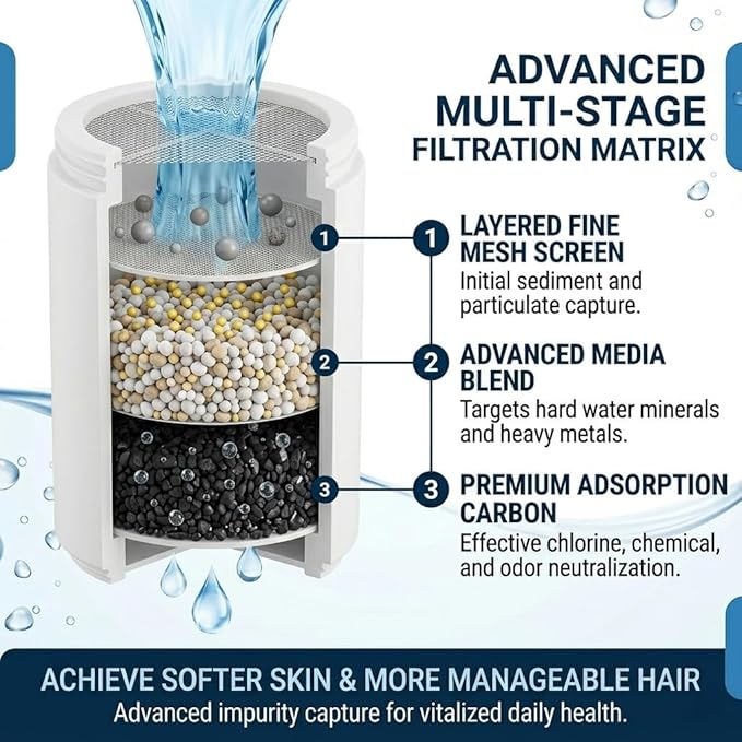 Compatible with Eskin Shower Filter,Replacement Filter Cartridge For Eskiin Shower Head,Removes Hard Water & Chlorine,Improves Water Softening and Filtration(2Pack)