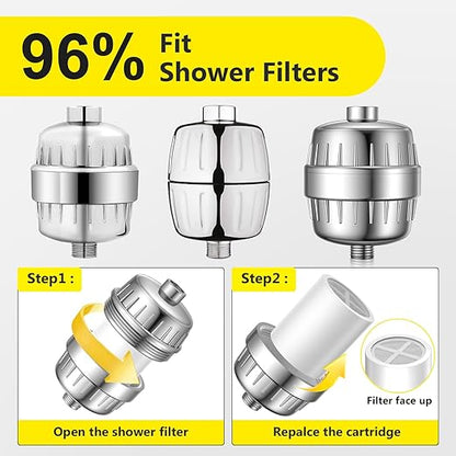 (2 Pc) FATICCOA 25+ Stage High Output Shower Filter Fixed Showerheads Replacement Cartridges – Reduces Chlorine & Chemicals, Restores pH Balance, 2.68"×2.4" Compatible with sf100 & SoliCozy & Jomst