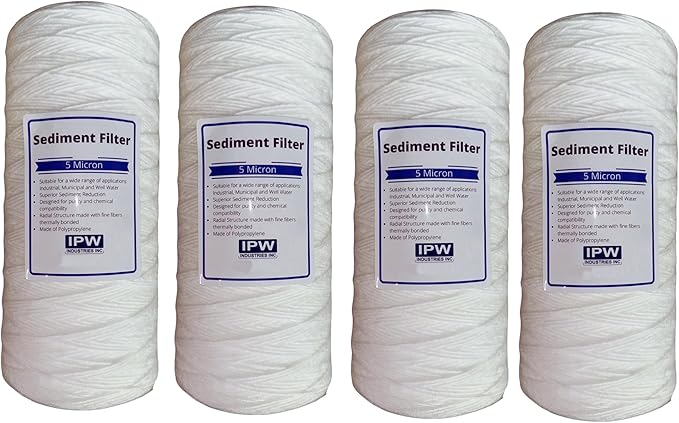 IPW Industries Inc. - Whole House Water and Sediment Filter for Well Water, Pelican Water Filter Replacement - 5 Micron Filter Cartridge - 10" x 4.5"