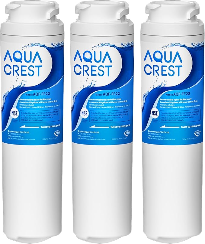 AQUA CREST MSWF Refrigerator Water Filter, Replacement for GE MSWF, 101820A, 101821B, RWF1500A, Pack of 3